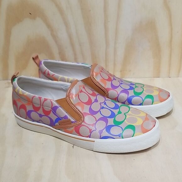 Coach Skate Slip On Sneaker Men's 11 Rainbow Signature Leather 'C' logo - Picture 1 of 10
